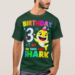 Shark Birthday 3 Years Old 3rd Birthday Matching F T Shirt