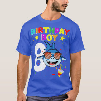 Shark Birthday 8 Years 8th Birthday Boy Matchi T Shirt