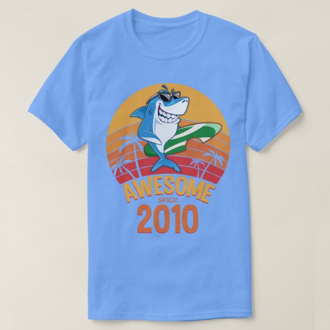 Shark Birthday AA Years Old Surf Awesome Since AAA T Shirt (Design framsida)