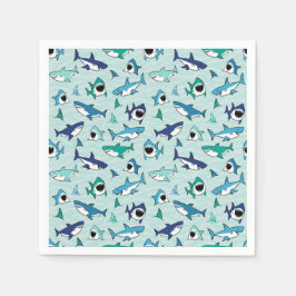 Shark Birthday Blue Pappersservett