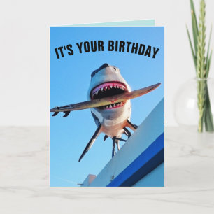 SHARK BIRTHDAY FUNNY KILLER SHARK GREETING CARD KORT