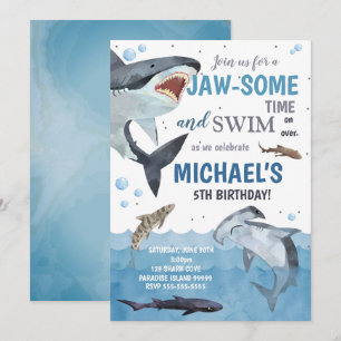 Shark Birthday Inbjudningar