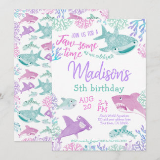 Shark Birthday Invitation Inbjudningar