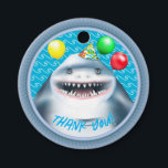 Shark Birthday Kids Gåvor Etiketter<br><div class="desc">Blåhaj med party hatt med ballonger.</div>