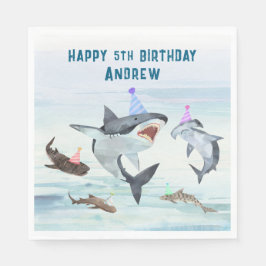 Shark Birthday Pool Party Napkins Pappersservett