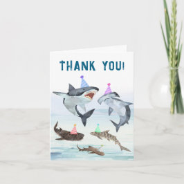 Shark Birthday Pool Party Personalized Thank You Kort