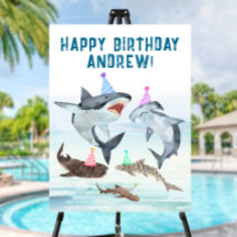 Shark Birthday Pool Party Welcome Sign