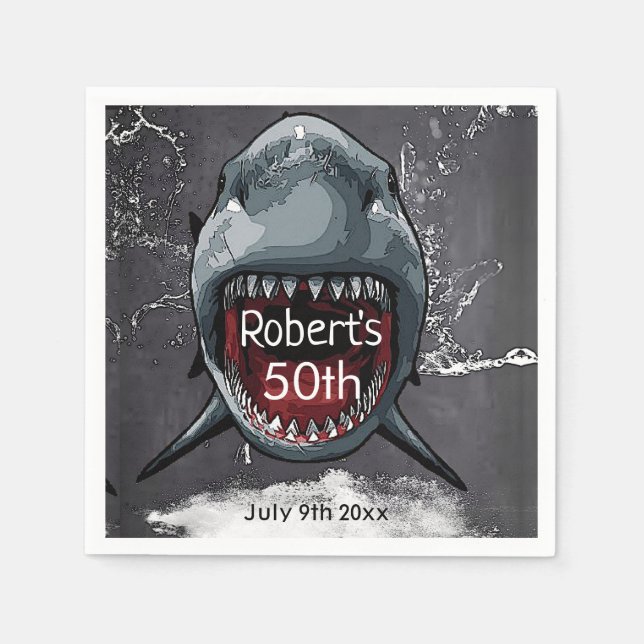 Shark Birthday, Shark Attack Pappersservett (Framsidan)