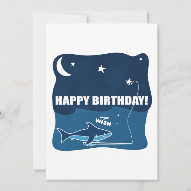Shark Birthday Wish Kort (Framsida)