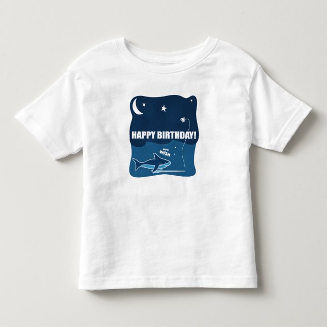 Shark Birthday Wish T Shirt (Framsida)