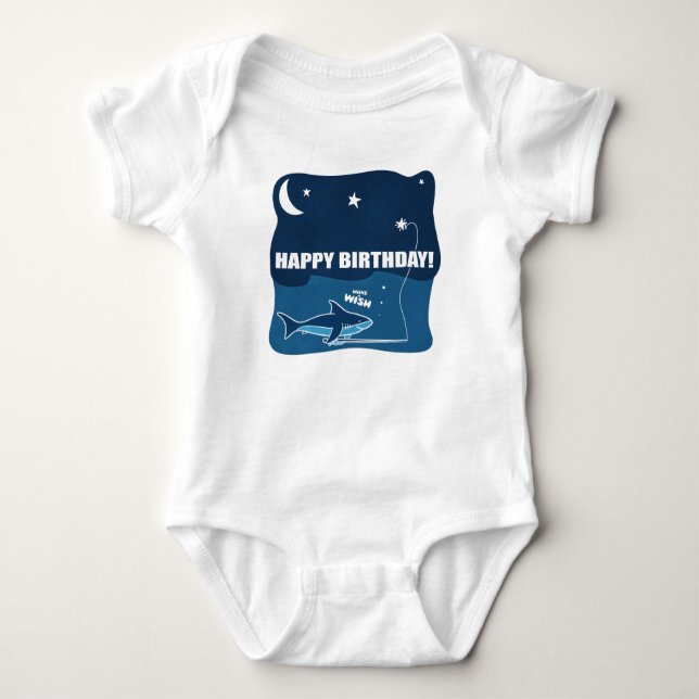 Shark Birthday Wish T Shirt (Framsida)