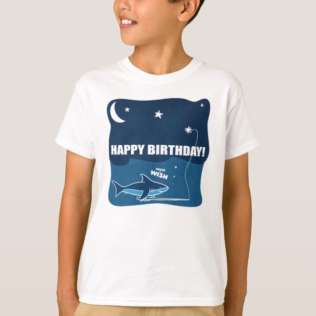 Shark Birthday Wish T Shirt (Framsida)