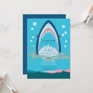 Shark Bita Födelsedagsfest inbjudan