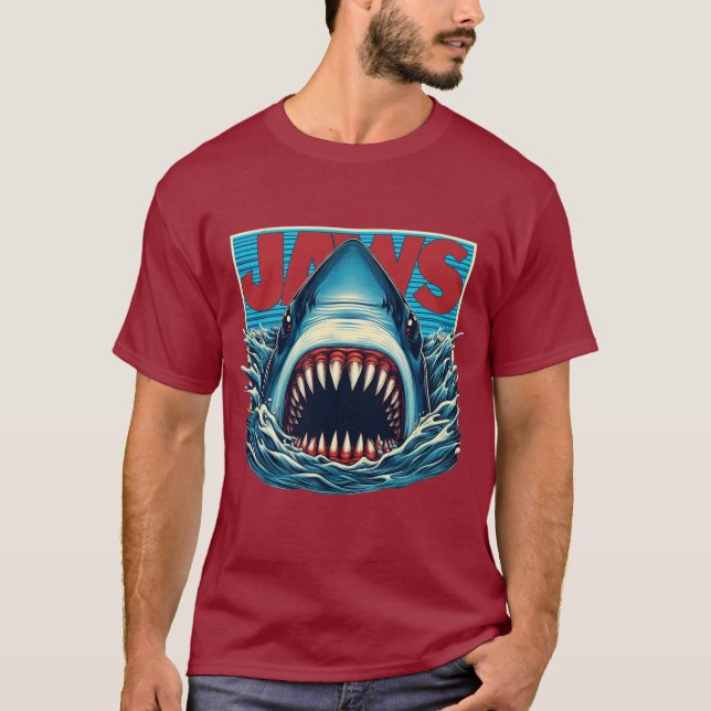 Shark Bita Jaws T Shirt (Framsida)