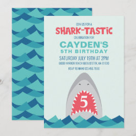 Shark Bita sharktastsic födelsedagsfest inbjudan