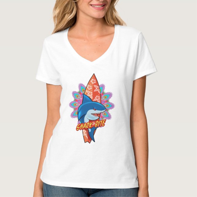 Shark Bita surfa mandala T-shirt (Framsida)