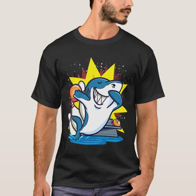 Shark Bowling Kids Animals Chemise Party T Shirt (Framsida)