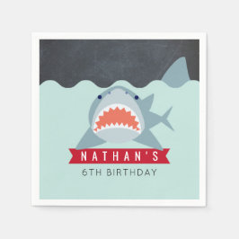Shark Boy Navy Blue Bassäng Birthday Papper Pappersservett