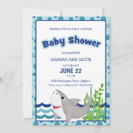 Shark Boy's Blue Couple's Baby Shower Inbjudningar
