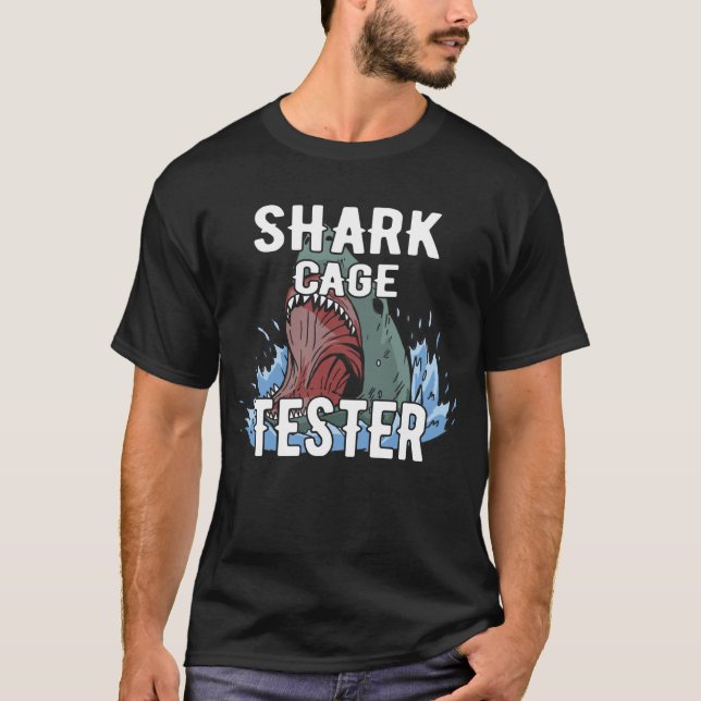 Shark Cage Tester Funny Amputee Gift  T Shirt (Framsida)