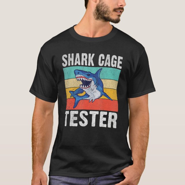 Shark Cage Tester Handicapped Amputation  Disabled T Shirt (Framsida)