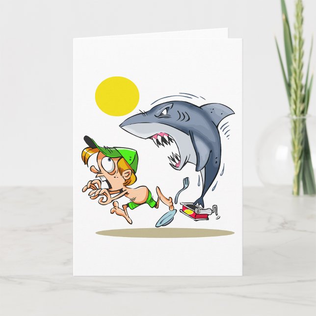 Shark Chasing a Boy Greeting Cards Kort (Skapare uppladdad)