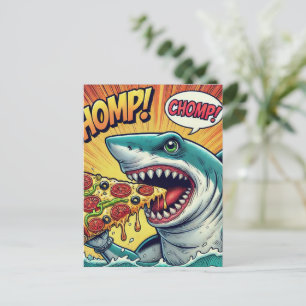 Shark Chomp Pizza! Vykort
