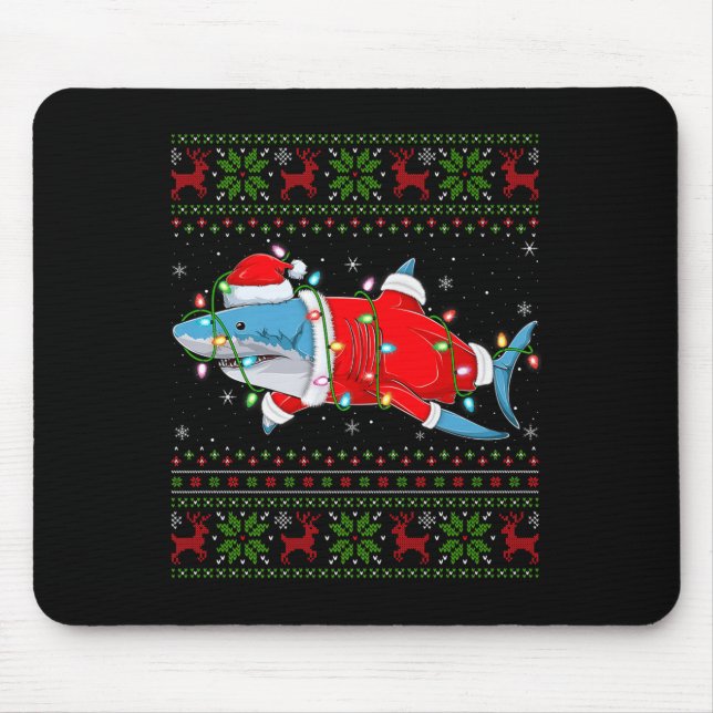 Shark Christmas Lights Santa Costume Ugly Xmas Swe Musmatta (Framsidan)