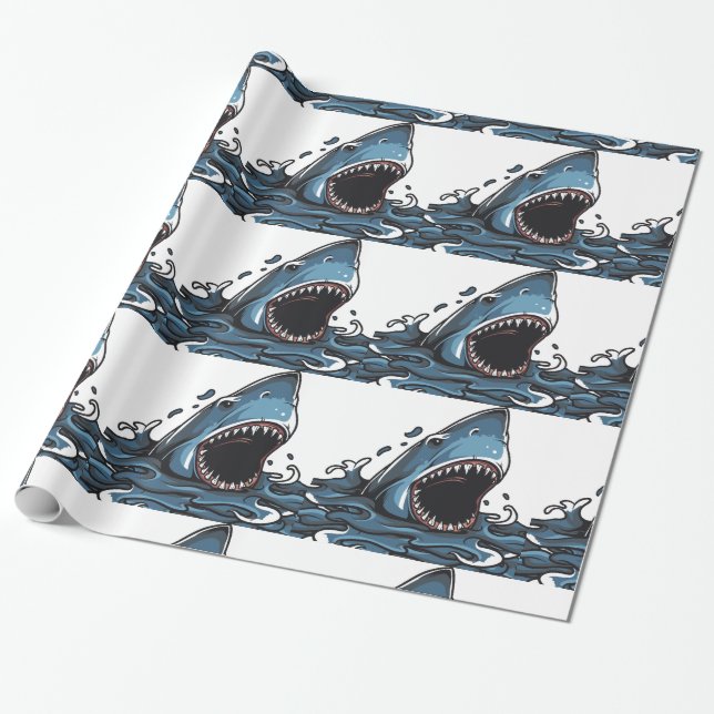 SHARK CHRISTMAS Wrapping Papper Presentpapper (Utrullad)