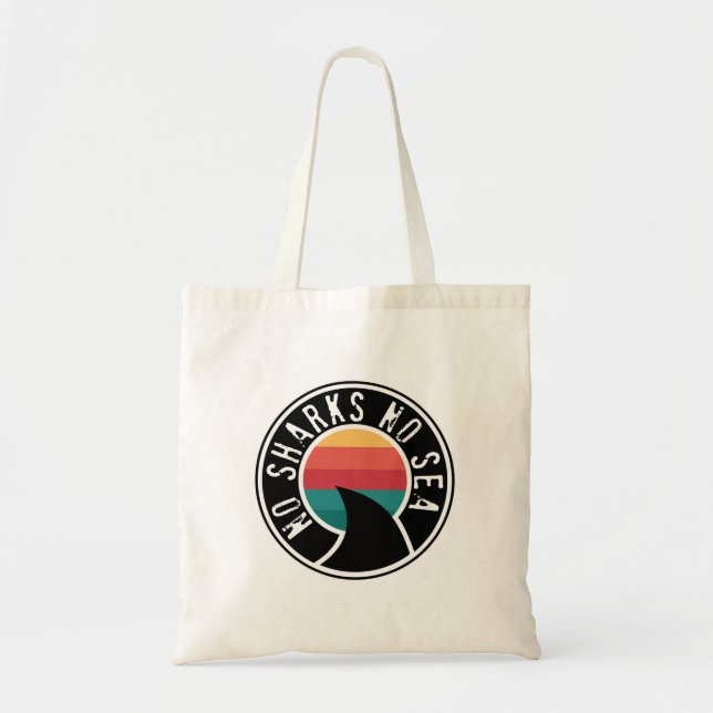 Shark Conservation No Sharks No Sea Tote Bag Tygkasse (Framsidan)