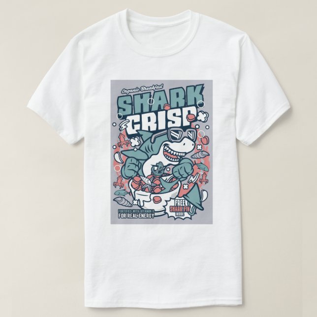 Shark Crisp Cereal pop art for Shark Week T Shirt (Design framsida)