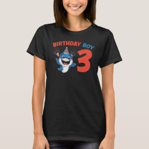 Shark Cute Kids Sharks Graphic Birthday Boy 3 T Shirt