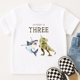 Shark & Dino 3:e födelsedagshjort, T-rex Shark Par T Shirt