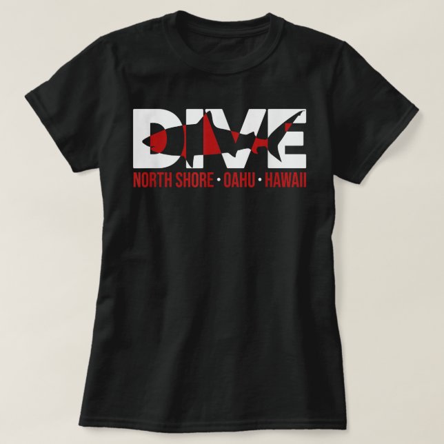 SHARK DIVE Hawaii North Shore Oahu DIVING T Shirt (Design framsida)