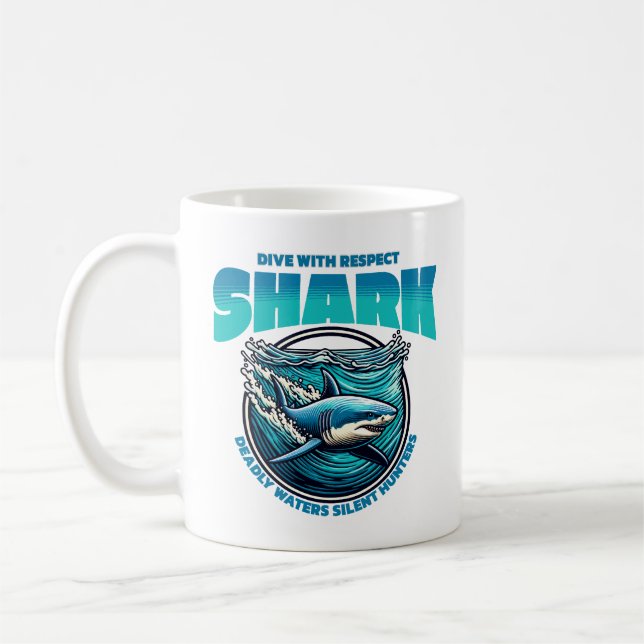 Shark Dive med respekt Kaffemugg (Vänster)