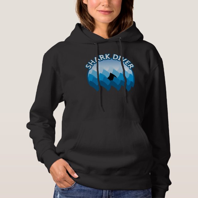 Shark Diver Hoodie T Shirt (Framsida)
