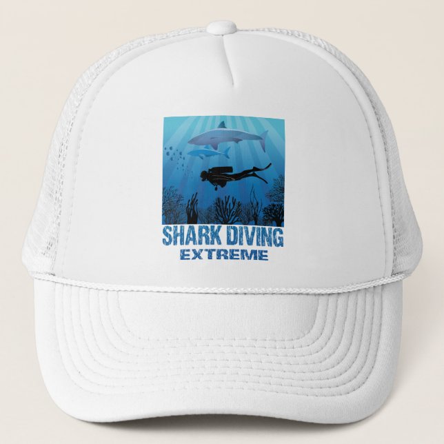 Shark Diving Extreme Scuba Diver Keps (Framsida)