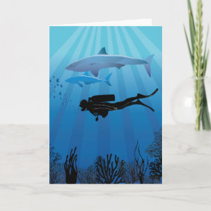 Shark Diving Scuba Diver Kort