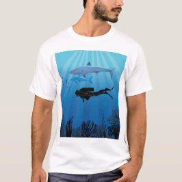 Shark Diving Scuba Diver T Shirt