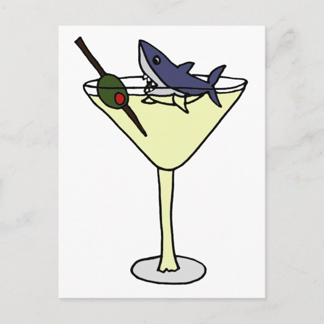 Shark Eating Martini Olive Vykort (Framsida)