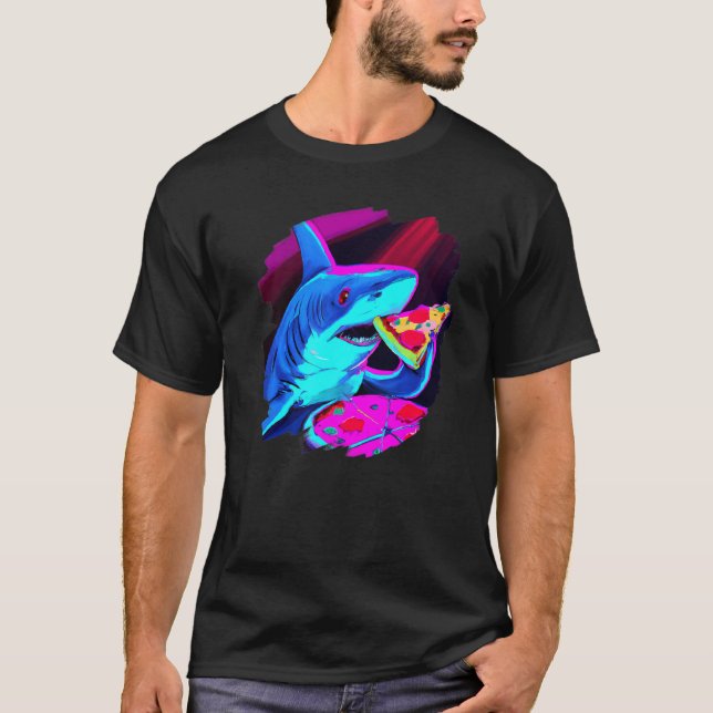 Shark Eating Pizza Coola Pizza Sharks T Shirt (Framsida)