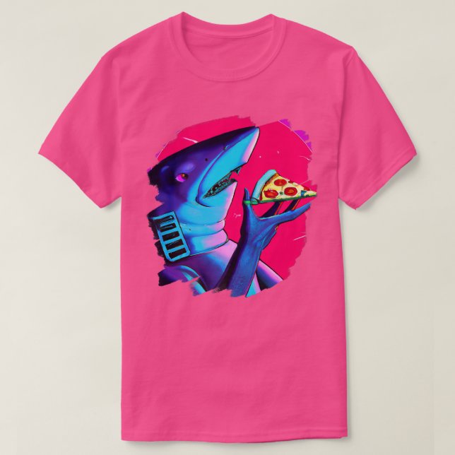 Shark Eating Pizza Funny Coola Pizza Sharks T Shirt (Design framsida)