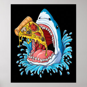 Shark Eating Pizza Jawsome Manar Food Älskare, som Poster