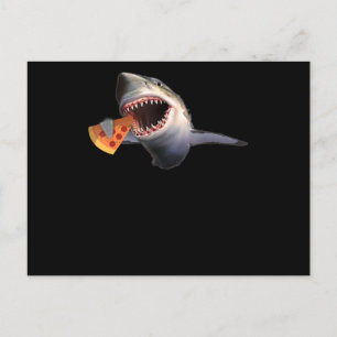 Shark Eating Pizza Shark Älskare Funny Gifts Meddelande Vykort