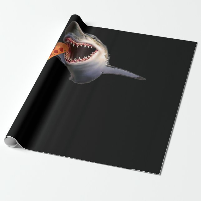 Shark Eating Pizza Shark Älskare Funny Gifts Presentpapper (Utrullad)