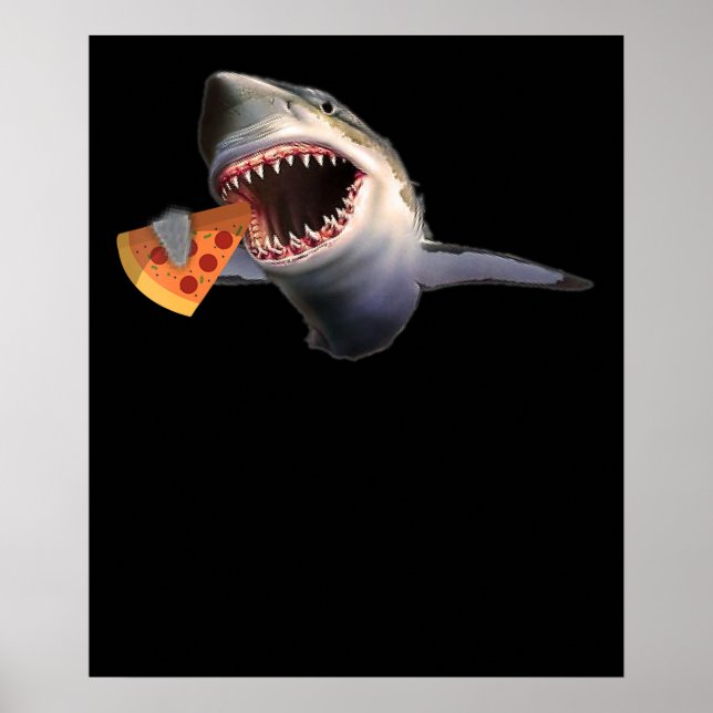 Shark Eating Pizza | Shark Älskare Funny Kids Gift Poster (Framsidan)