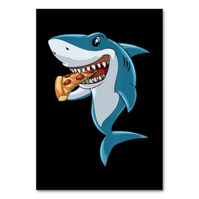 Shark Eating Pizza Shark Älskare Pizza Älskare Bordsnummer (Framsidan)