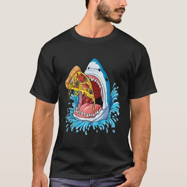 Shark Eating Pizza Shirt Jawsome Manar Food Älskar T (Framsida)