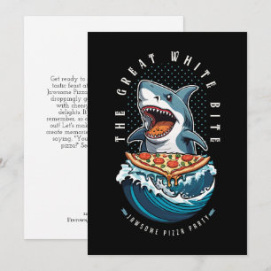 Shark Eating Pizza Underbar White Bita Jawsome Inbjudningar