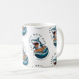 Shark Eating Pizza Underbar White Bita Jawsome Kaffemugg